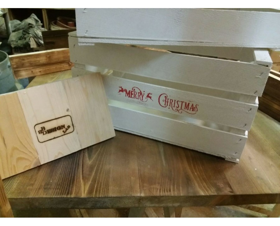 Cassetta Di Natale 30x50x27 Bianco Decorazione Natalizia Rosso