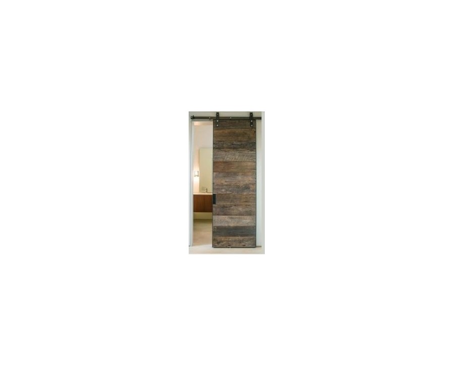 BARN DOOR PORTA SCORREVOLE IN LEGNO MASSELLO BORCHIE VINTAGE 215x95 CON  BINARIO A SCOMPARSA OPZIONALE