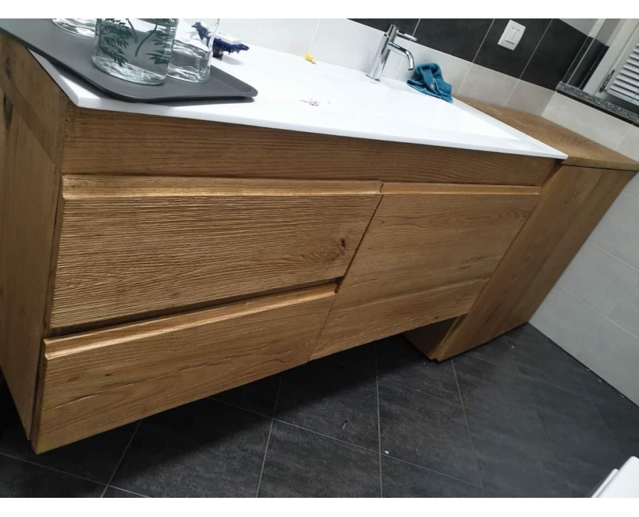 Mobile bagno di DESIGN con TOP in legno massello per lavabo da