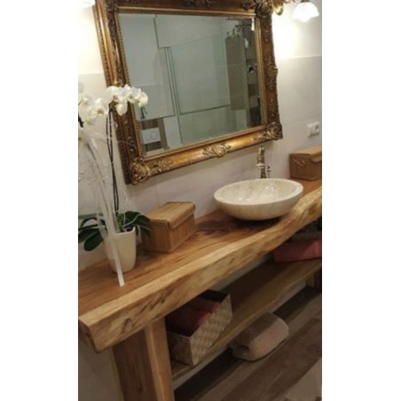 Bathroom Cabinet In Solid Oak Wood Natural Finish Thickness 8 Cm - How To Finish Wood For Bathroom