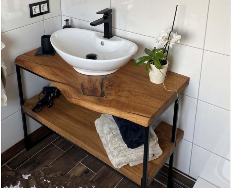 Mobile bagno a terra per lavabo con cassetti in legno massello