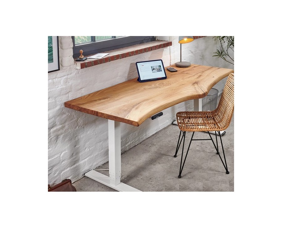 Tavolo scrivania con piano in legno di rovere 160 x 60 gambe in ferro stile  industriale