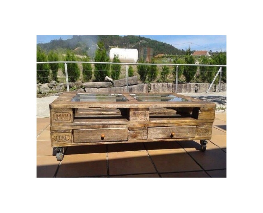 Tavolino in legno 120x80 con Pallet Bancali EUR EPAL arredamento design