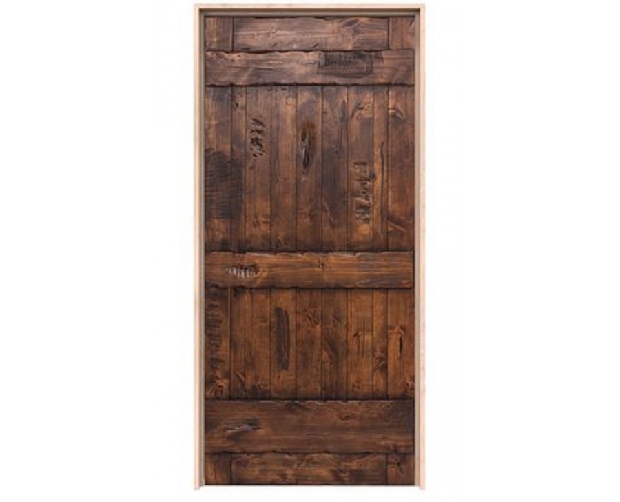 BARN DOOR PORTA SCORREVOLE IN LEGNO MASSELLO VINTAGE ANTICATO 215x95 CON  BINARIO A SCOMPARSA OPZIONALE