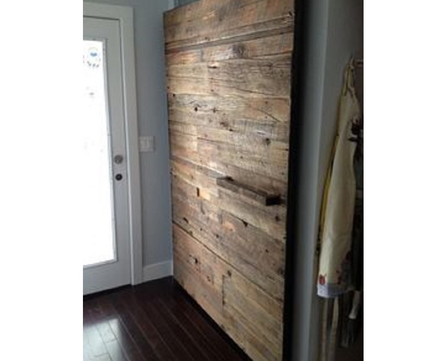 BARN DOOR PORTA SCORREVOLE IN LEGNO MASSELLO RUSTICO ANTICATO 215x95 CON  BINARIO A SCOMPARSA OPZIONALE