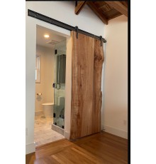 BARN DOOR PORTA SCORREVOLE IN LEGNO MASSELLO BORCHIE VINTAGE 215x95 CON  BINARIO A SCOMPARSA OPZIONALE