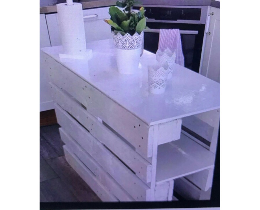 Tavolo con Pallet Bancali EPAL arredamento 120x50 bianco o colorato piano chiuso