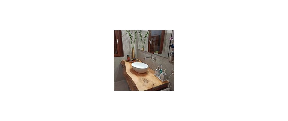 Mobile Top Bagno Sospeso in Legno Teak Massello Design Rustico